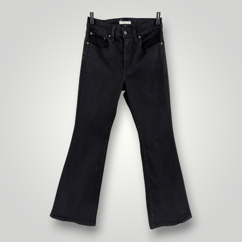 Levi's 726 Flare Jeans Womens W30 L32 Black High Rise Stretch Denim 700 Series